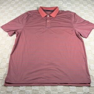 Southern Tide Polo‎ Shirt Mens XL Striped Salmon Blue Performance Golf